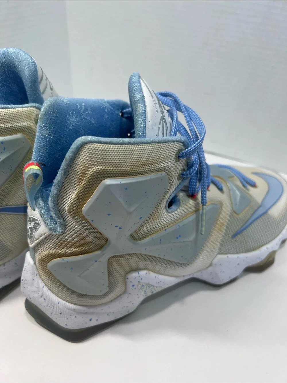 Nike LeBron 13 Light Blue and Cream High-Top Sneakers